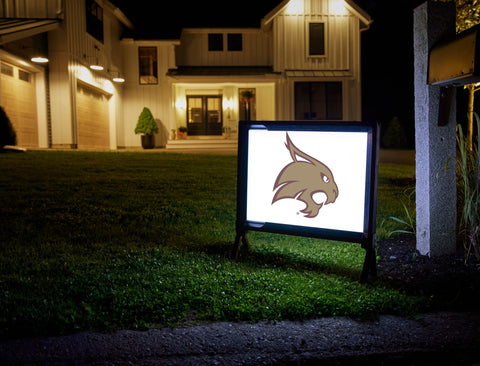 Texas State Bobcat Head White Lumilawn Sign