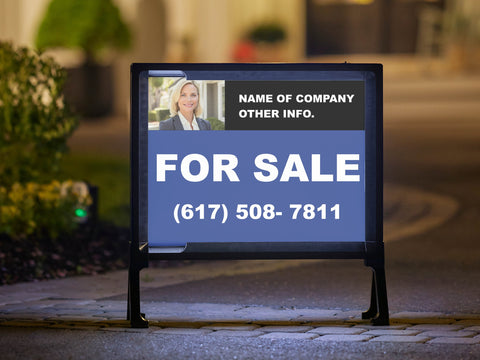 Black And Blue Real Estate Yard Sign