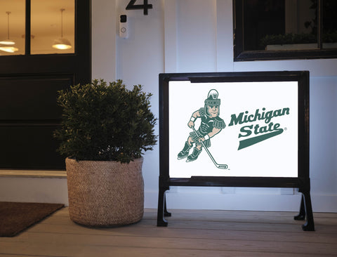 Michigan State Sparty Hockey White Lumilawn Sign