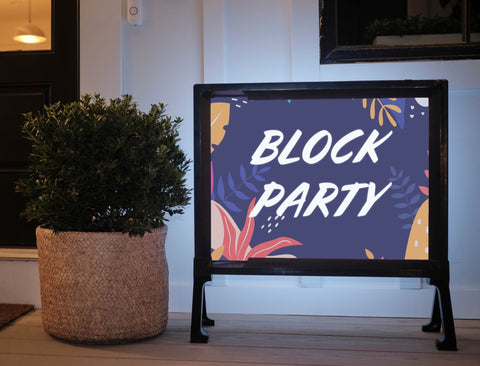 Block Party Blue Floral Summer Yard Sign