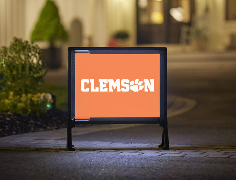 Clemson Paw Wordmark Orange Lumilawn Sign