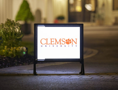 Clemson University Institutional Mark White Lumilawn Sign