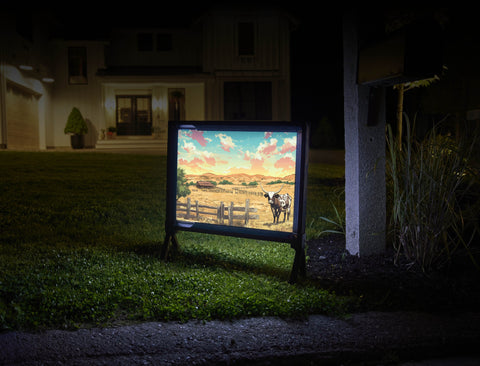 Lonely Longhorn Country Landscape Yard Sign