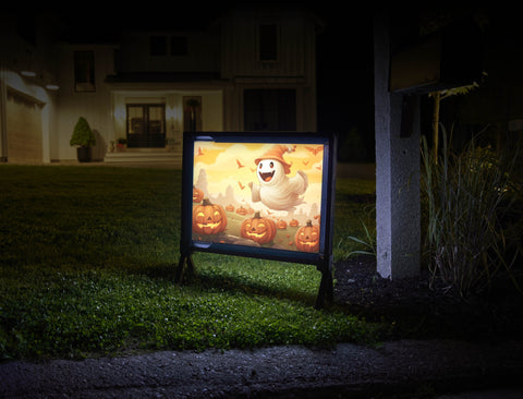 Happy Ghosts And Pumpkins Halloween Yard Sign