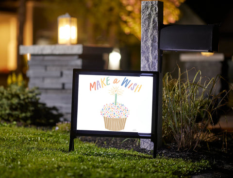 Make a Wish Birthday Cupcake Yard Sign