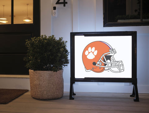 Clemson Helmet White Yard Sign