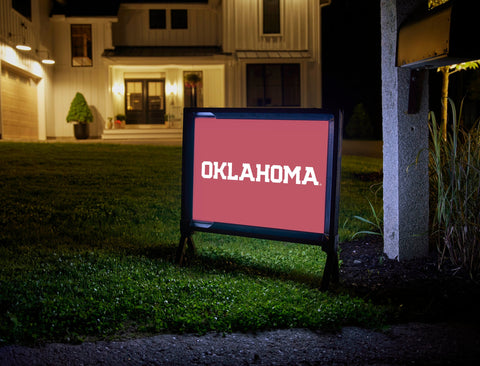 Oklahoma Athletics Wordmark Crimson Lumilawn Sign