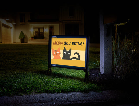 Meow U Doing Cartoon Cat Yard Sign