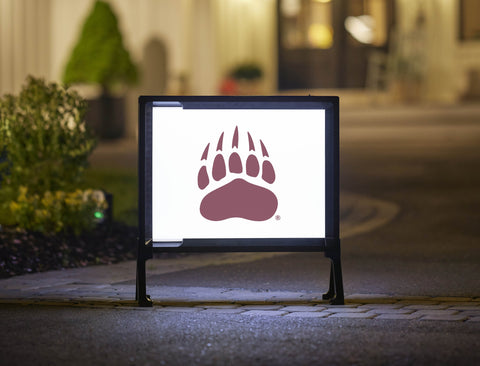 Montana Bear Paw White Lumilawn Sign