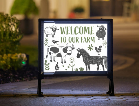 Welcome To Our Farm Cute Illustrated Animals Yard Sign