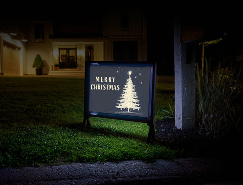 Blue Christmas Tree Lumilawn Sign