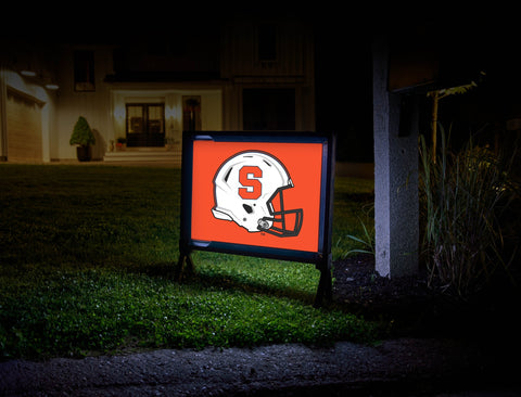 Syracuse Helmet Big Orange Lumilawn Sign