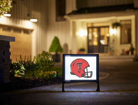 Texas Tech Red Helmet White Lumilawn Sign