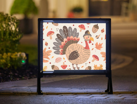 Thanksgiving Pilgrim Turkey Lumilawn Sign