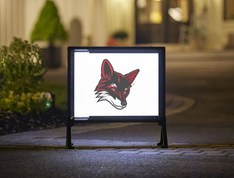 Rutgers Newark Fox Mascot White Lumilawn Sign