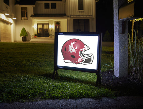 Washington State Red Helmet Mark White Lumilawn Sign