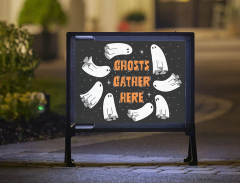 Ghosts Gather Here Halloween Yard Sign