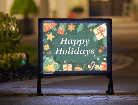 Happy Holidays Dark Green Yard Sign