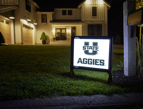 USU Aggies White Lumilawn Sign