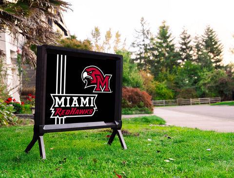 Miami RedHawks M Mascot Black Lumilawn Sign