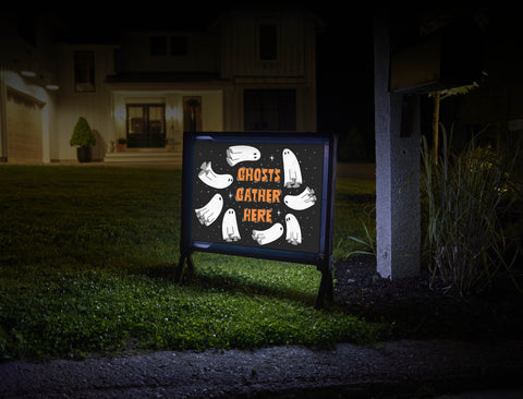 Ghosts Gather Here Halloween Yard Sign