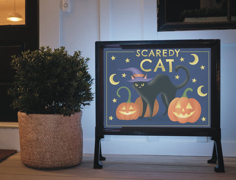 Scaredy Cat Halloween Yard Decor Sign