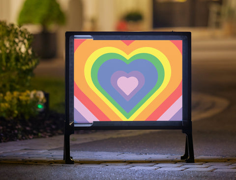 Rainbow Heart Beam Yard Sign