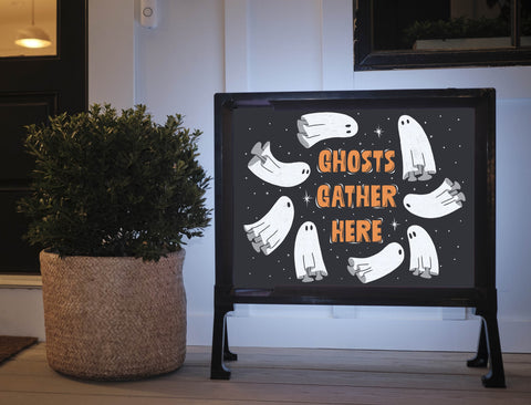 Ghosts Gather Here Halloween Yard Sign