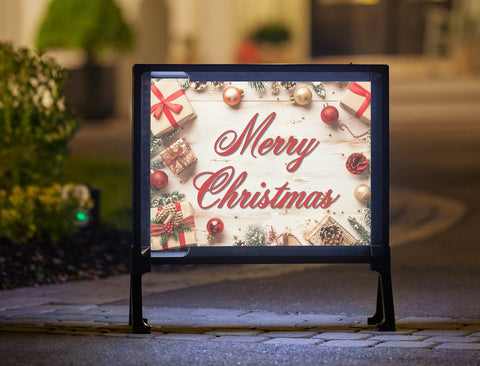 Off White Merry Christmas Yard Sign