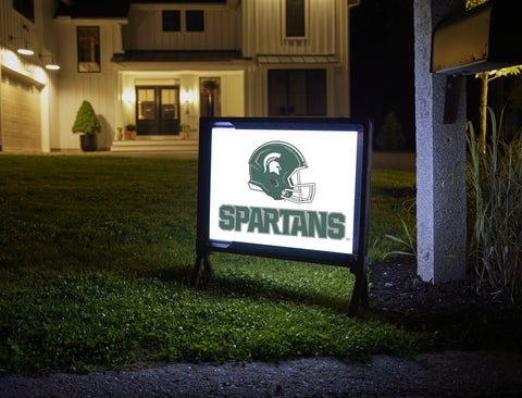 Michigan State Helmet Spartans White Lumilawn Sign