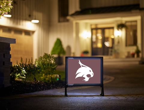 Texas State Bobcat Head Maroon Lumilawn Sign