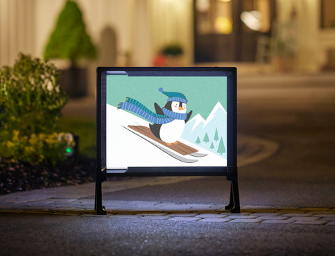 Sledding Penguin Lumilawn Sign