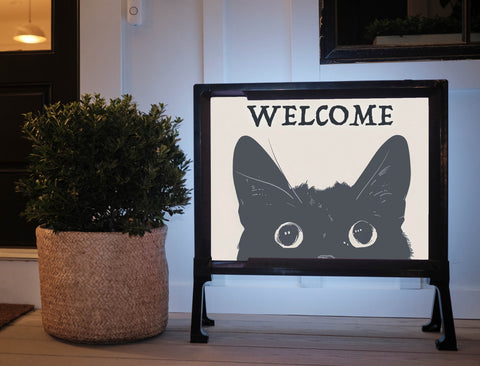 Welcome Big Cat Big Silhoutte Yard Sign