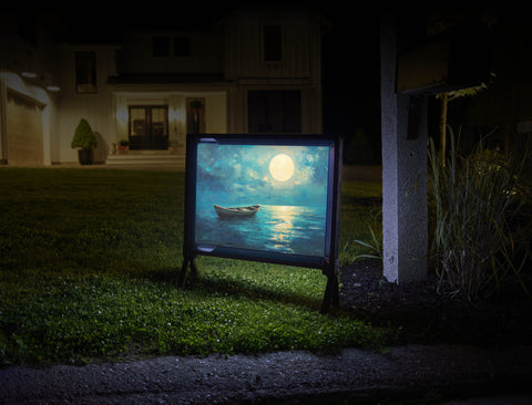 Peaceful Moon Lonely Rowboat Yard Sign