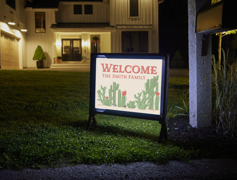 Cacti Welcome Custom Lumilawn Sign