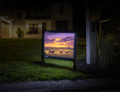 Longhorns At Sunset Lumilawn Sign