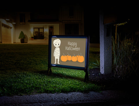 Happy Halloween Mummy Pumpkin Yard Sign