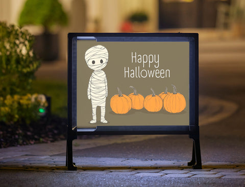 Happy Halloween Mummy Pumpkin Yard Sign