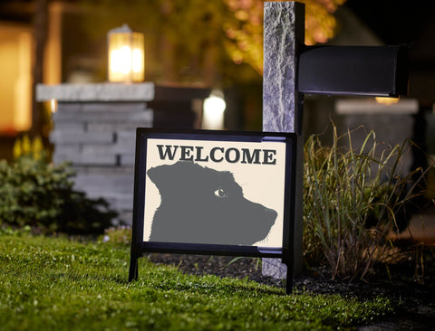 Welcome Good Boy Dog Silhoutte Yard Sign