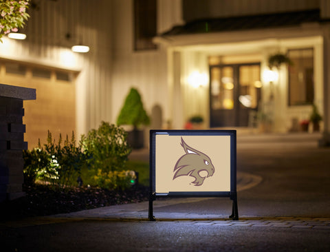 Texas State Bobcat Head Gold Lumilawn Sign