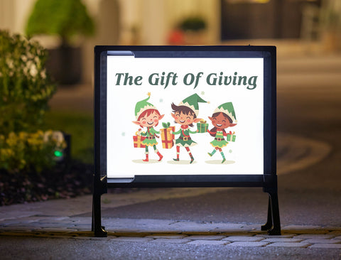 The Gift Of Giving Elves White Christmas Yard Sign