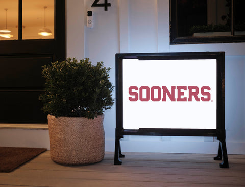 Oklahoma Sooners Wordmark White Lumilawn Sign