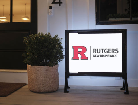 Rutgers New Brunswick Horizontal Mark White Yard Sign