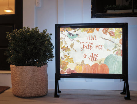 Fall Love Leaves and Pumpkin Yard Sign