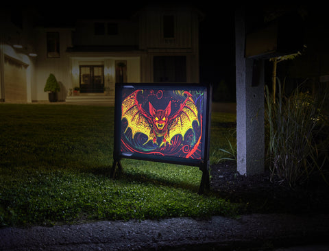 Super Spooky Bat Neon Halloween Yard Sign