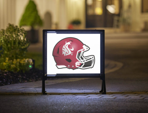 Washington State Red Helmet Mark White Lumilawn Sign