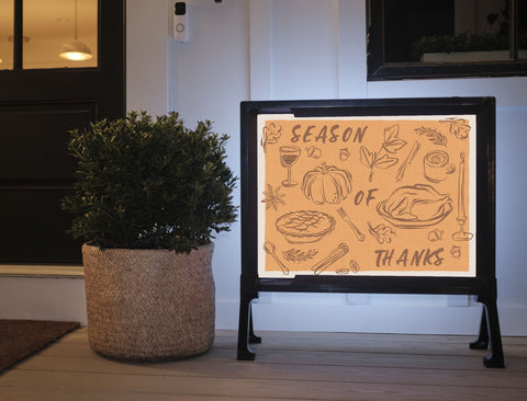 Season Of Thanks Doodle Orange Yard Sign