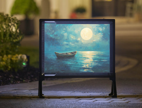 Peaceful Moon Lonely Rowboat Yard Sign