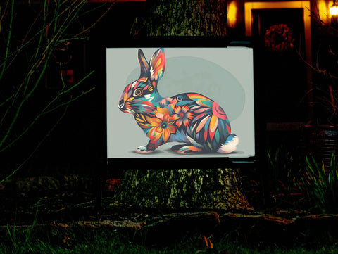 Floral Bunny Rabbit Decor Yard Sign