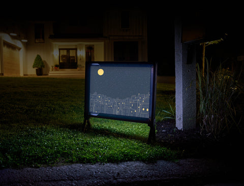 Full Moon City Sketch Night Yard Sign